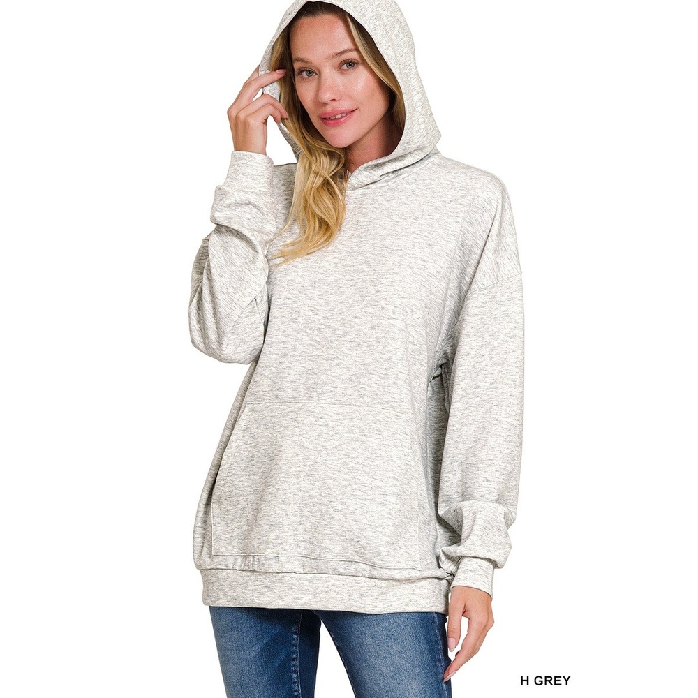Zenana Scuba Hoodie Womens L/XL Heather Gray NWT Oversized Kangaroo Pocket